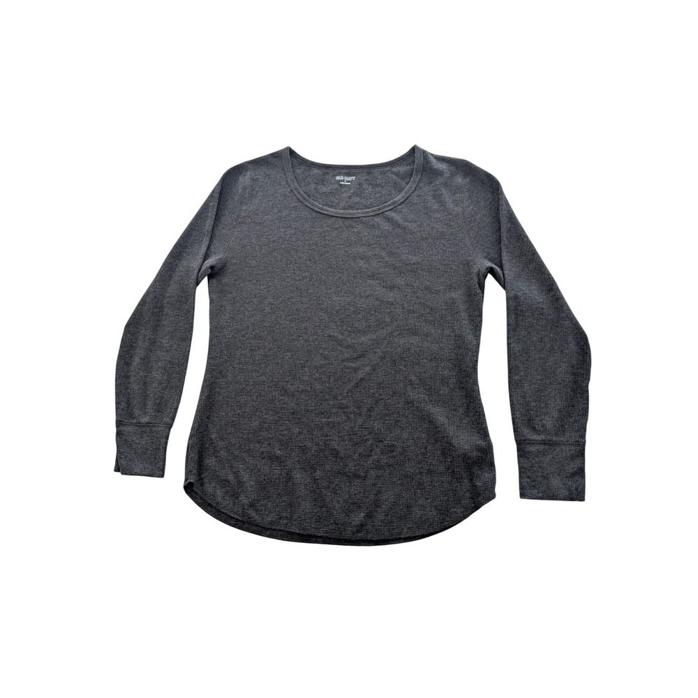 Old Navy Womens Charcoal Gray Waffle‎ Knit Thermal Long Sleeve Scoop Neck Top L